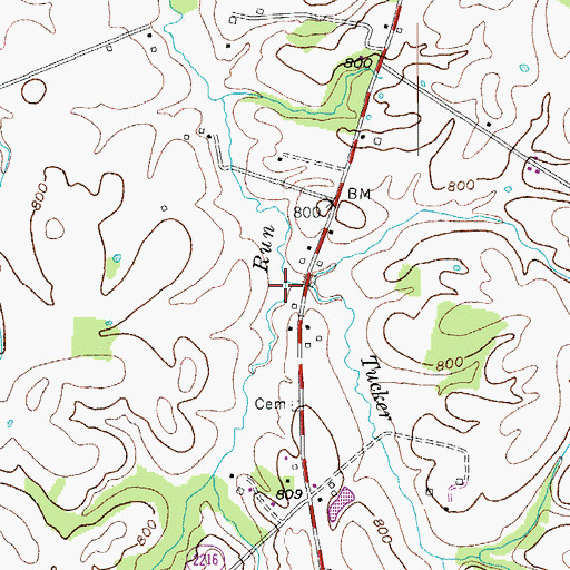 Topographic Map of Tucker Creek, KY