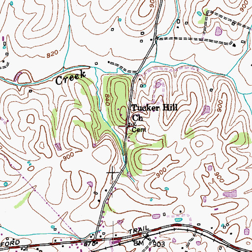 Topographic Map of Tucker Hill Church, KY