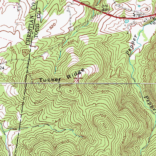 Topographic Map of Tucker Ridge, KY