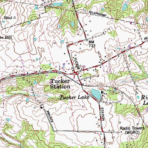 Topographic Map of Tucker Station, KY