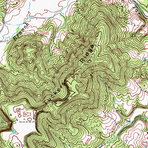 Topographic Map of Tuckers Ridge, KY