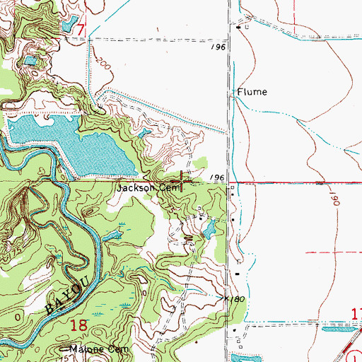 Topographic Map of Jackson Cemetery, AR