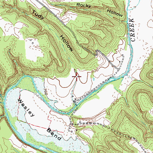 Topographic Map of Tudy Hollow, KY