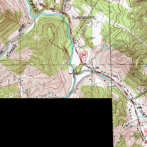 Topographic Map of Tug Creek, KY
