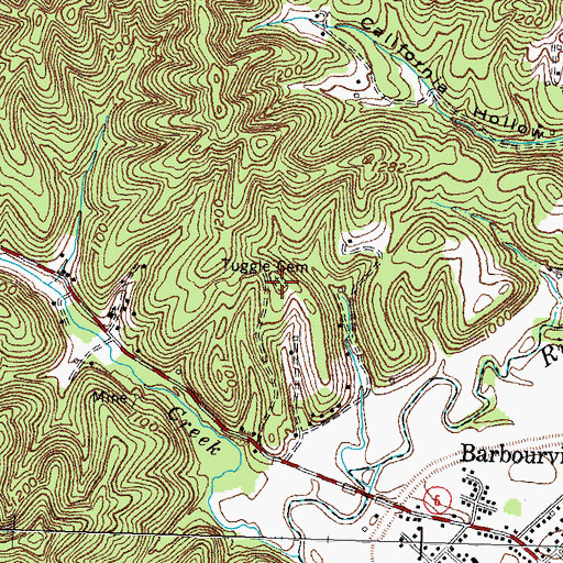 Topographic Map of Tuggle Cemetery, KY