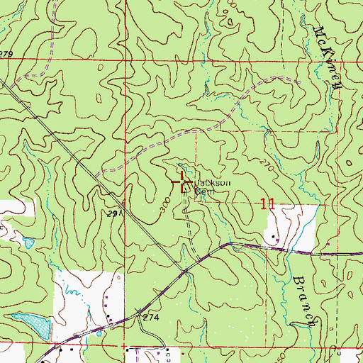 Topographic Map of Jackson Cemetery, AR
