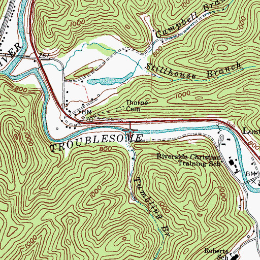 Topographic Map of Tumbling Branch, KY