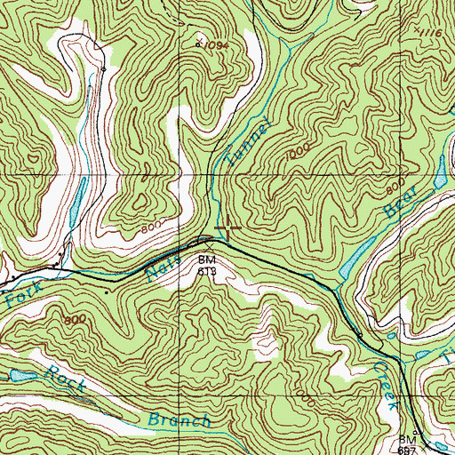 Topographic Map of Tunnel Branch, KY