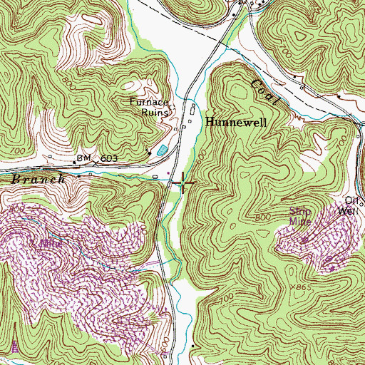 Topographic Map of Tunnel Branch, KY
