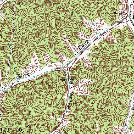Topographic Map of Tunnel Fork, KY