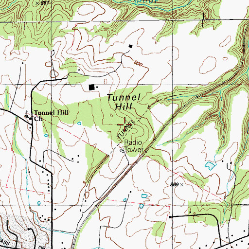 Topographic Map of Tunnel Hill, KY