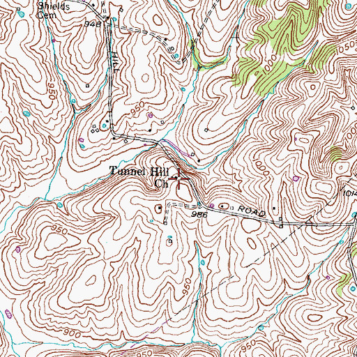 Topographic Map of Tunnel Hill Church, KY