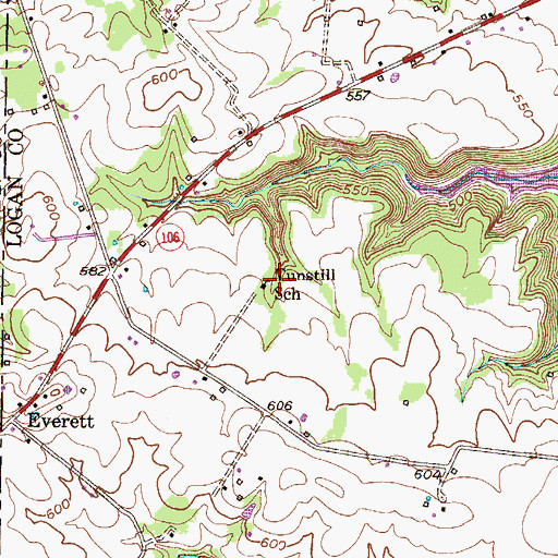 Topographic Map of Tunstill School, KY