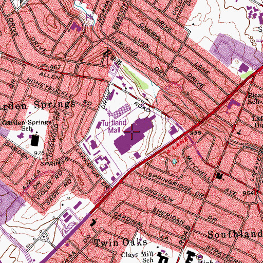 Topographic Map of Turfland Mall, KY
