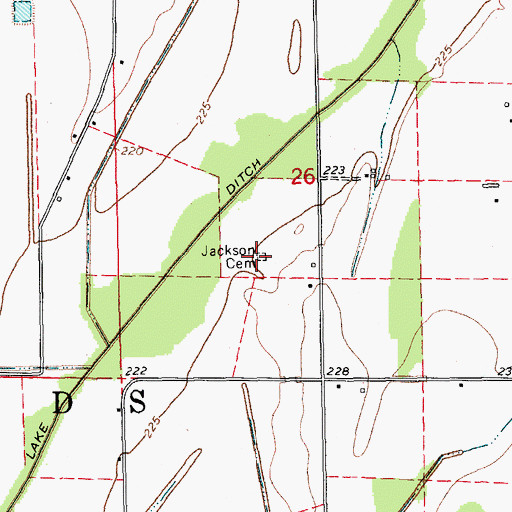 Topographic Map of Jackson Cemetery, AR