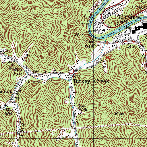 Topographic Map of Turkey Creek, KY