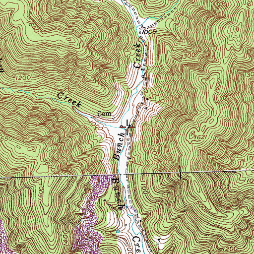 Topographic Map of Turkey Creek, KY