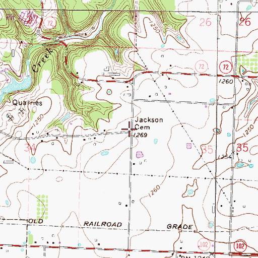 Topographic Map of Jackson Cemetery, AR