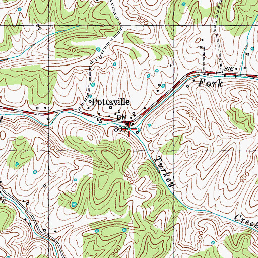Topographic Map of Turkey Creek, KY