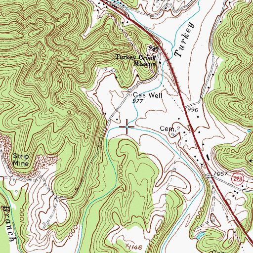 Topographic Map of Turkey Creek, KY