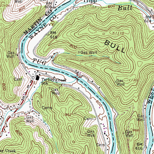 Topographic Map of Turkey Creek, KY