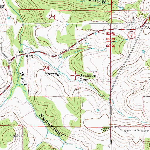 Topographic Map of Jackson Cemetery, AR