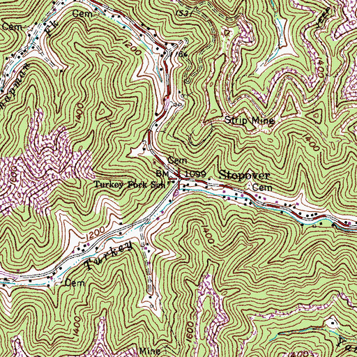 Topographic Map of Turkey Fork School, KY