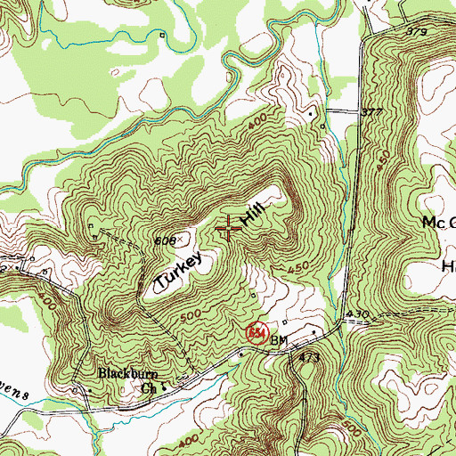 Topographic Map of Turkey Hill, KY