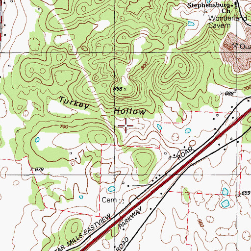 Topographic Map of Turkey Hollow, KY