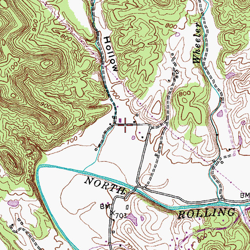Topographic Map of Turkey Pen Hollow, KY