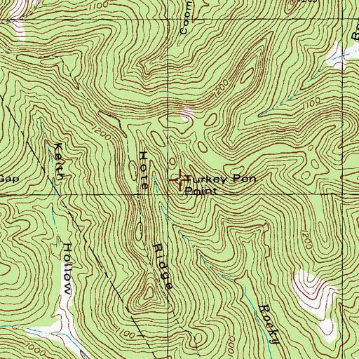 Topographic Map of Turkey Pen Point, KY