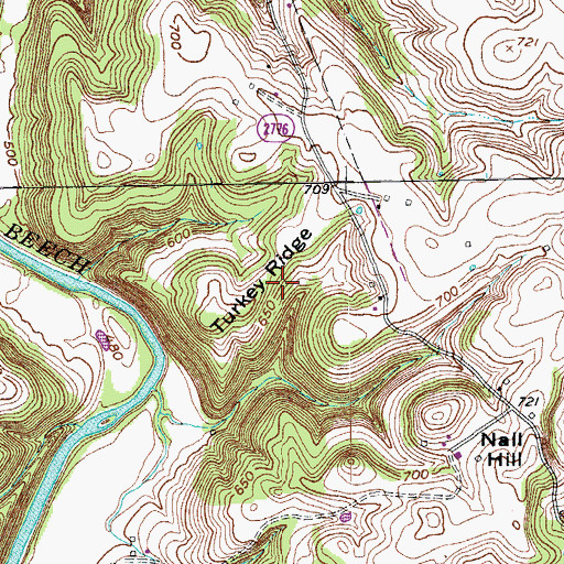 Topographic Map of Turkey Ridge, KY