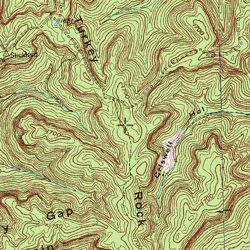 Topographic Map of Turkey Rock, KY