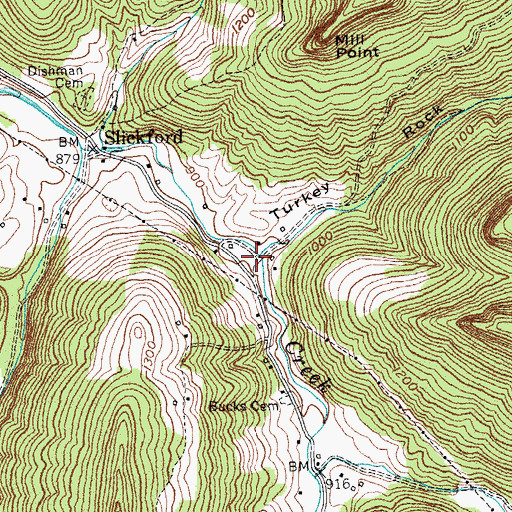 Topographic Map of Turkey Rock Hollow, KY