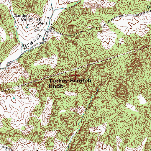 Topographic Map of Turkey Scratch Knob, KY