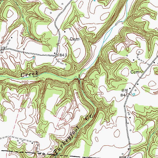 Topographic Map of Turkeyfoot Creek, KY