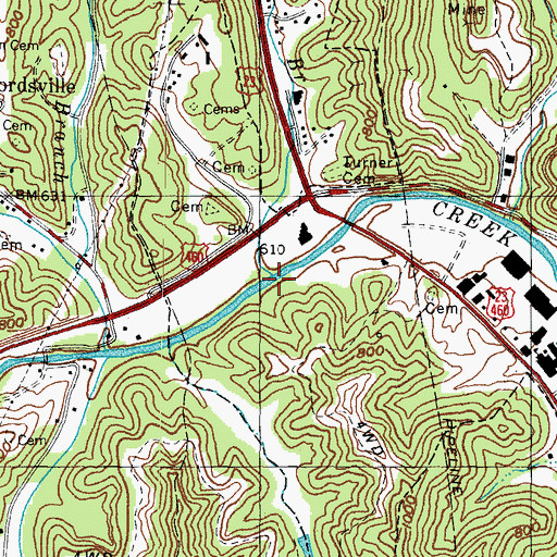 Topographic Map of Turner Branch, KY