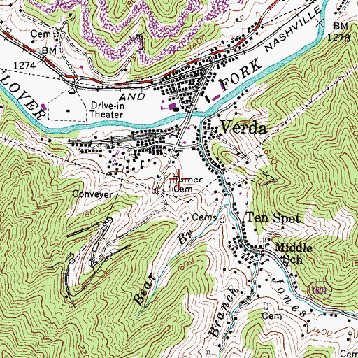 Topographic Map of Turner Cemetery, KY