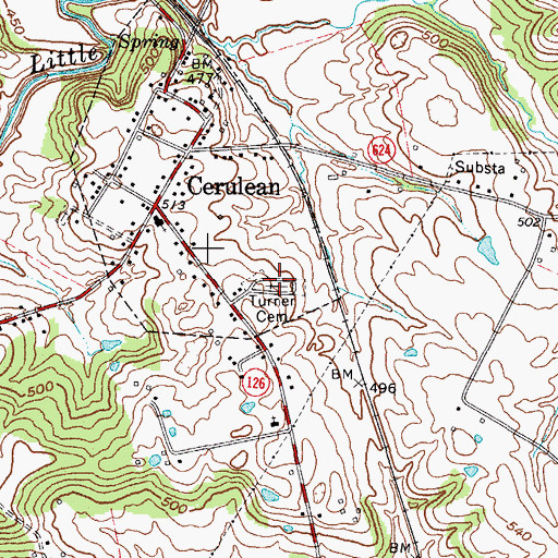 Topographic Map of Turner Cemetery, KY