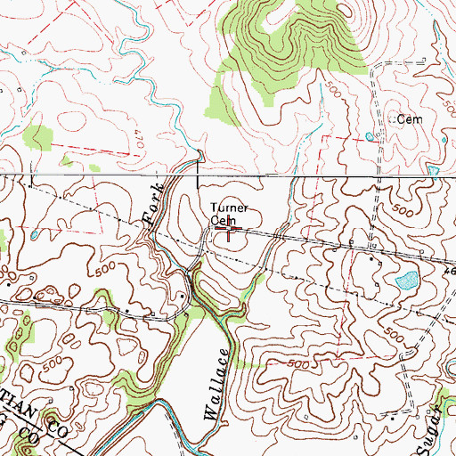 Topographic Map of Turner Cemetery, KY