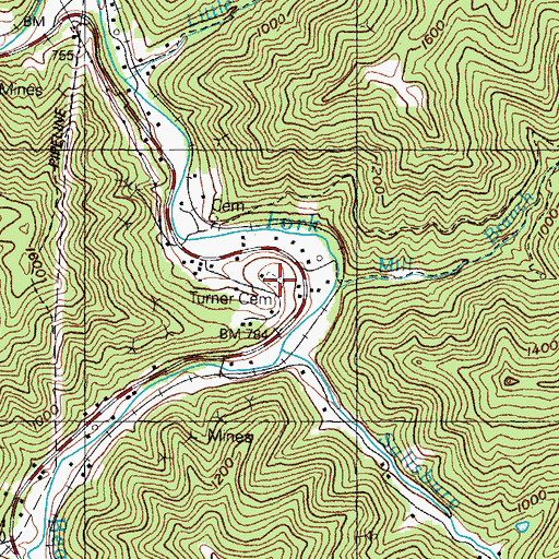 Topographic Map of Turner Cemetery, KY