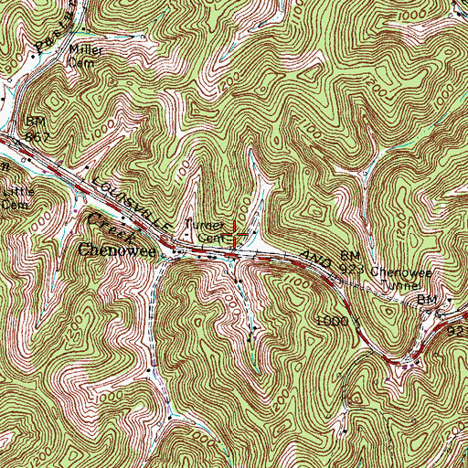 Topographic Map of Turner Cemetery, KY