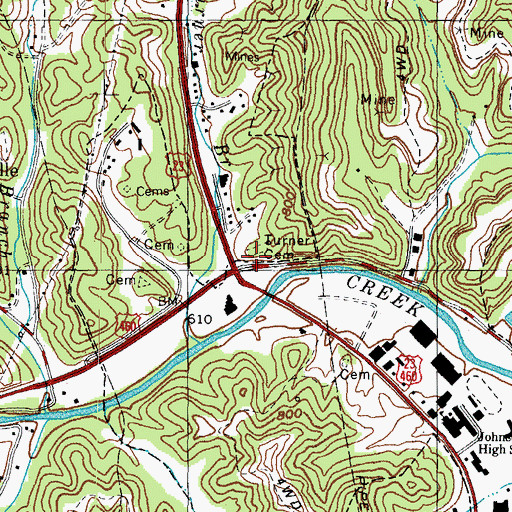 Topographic Map of Turner Cemetery, KY