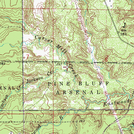 Topographic Map of Jackson Creek, AR