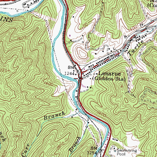 Topographic Map of Turtle Creek, KY