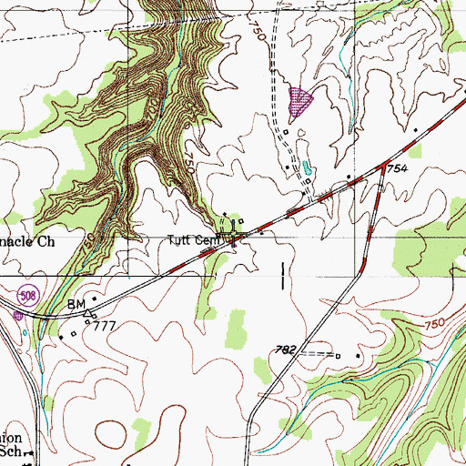 Topographic Map of Tutt Cemetery, KY