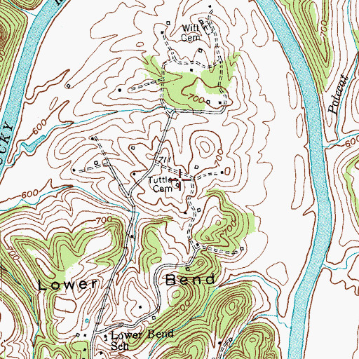 Topographic Map of Tuttle Cemetery, KY