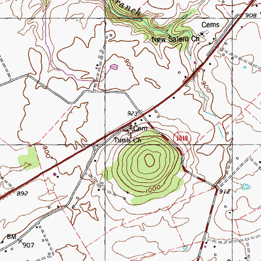 Topographic Map of Tuttle Chapel United Methodist Church, KY