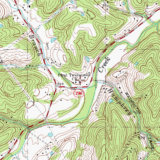 Topographic Map of First Twelvemile Church, KY