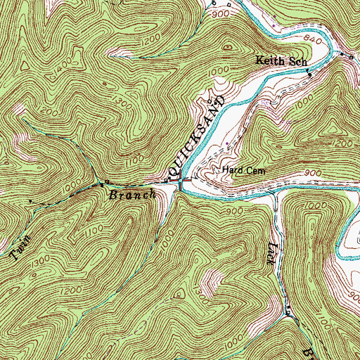 Topographic Map of Twin Branch, KY